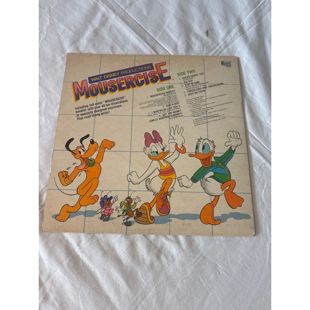 Disney Mousercise Vinyl Record Kids 12in Black Good 1982 Retro Workout 62516